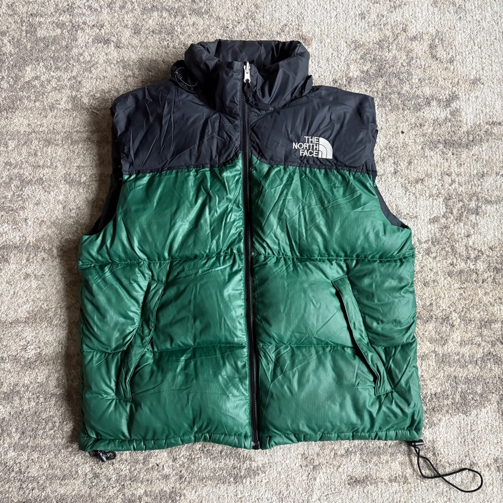 VTG 90s North Face Nuptse Evergreen & Black 700 Goose Down Gorpcore Puffer Vest